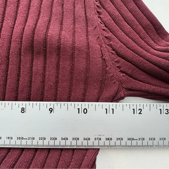Burgundy Ribbed Knit Maxi Dress Long Sleeve Slim Fit Bodycon Elegant Evening XS - Picture 6 of 11